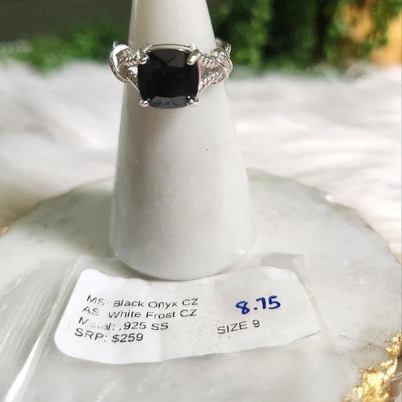 NWT Ryze Black Onyx Cubic Zirconia .925 Sterling Silver Knot Ring - Size 8.75 - Picture 6 of 9